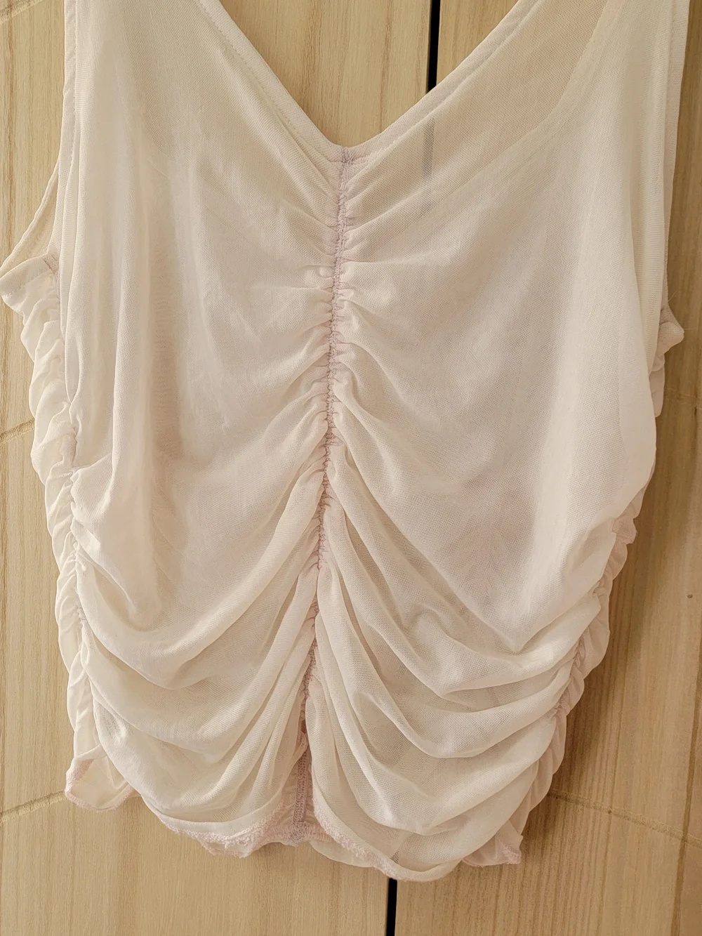 Free People Ruched White V-Neck Tank Top